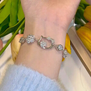 Hello Kitty Crystals and CZ Silver Overlay bracelet